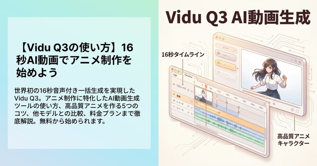 【Vidu Q3の使い方】16秒AI動画でアニメ制作を始めよう